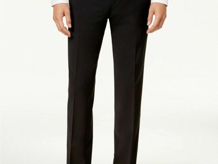 BAR III Mens Black Flat Front, Tapered, Slim Fit Performance Stretch Suit Separate Pants Cheap