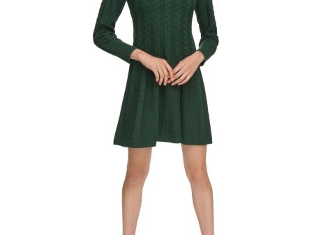 JESSICA HOWARD Womens Green Long Sleeve Mock Neck Short Party Sweater Dress Discount