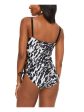 BAR III Women s Black Printed Push-Up Lace-Up Stretch Deep V Neck Adjustable Heat Wave One Piece Swimsuit on Sale