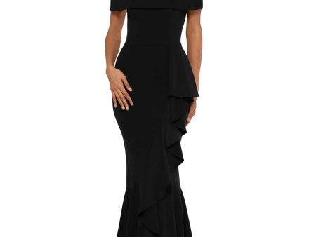 BETSY & ADAM Womens Zippered Short Sleeve Off Shoulder Full-Length Formal Mermaid Dress Online