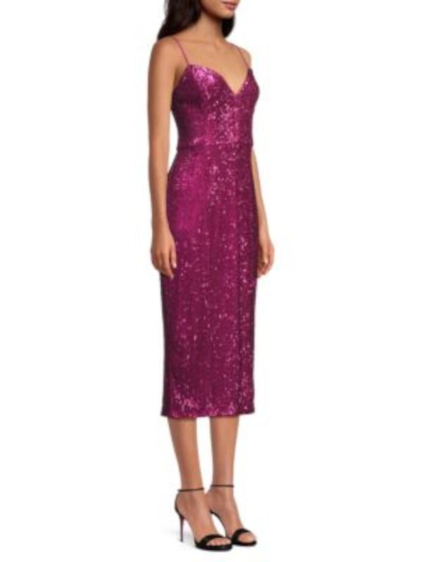 DONNA KARAN NEW YORK Womens Pink Zippered Lined Slit Back Hem Spaghetti Strap Sweetheart Neckline Maxi Cocktail Sheath Dress For Discount