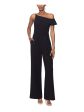 XSCAPE Womens Zippered Flutter Sleeve Asymmetrical Neckline Party Straight leg Jumpsuit on Sale