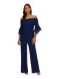 ADRIANNA PAPELL Womens Zippered 3 4 Sleeve Off Shoulder Party Wide Leg Jumpsuit For Discount