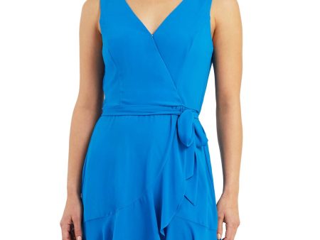 BCX Womens Ruffled Sleeveless Surplice Neckline Above The Knee A-Line Dress Discount