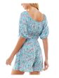 BEBOP Womens Sheer Floral Pouf Sleeve Scoop Neck Wide Leg Romper Supply