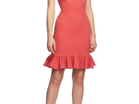 1. STATE Womens Ruffled Spaghetti Strap V Neck Short Evening Body Con Dress For Discount