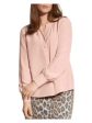 BASLER Womens Light Pink Crew Neck Button Up Top on Sale