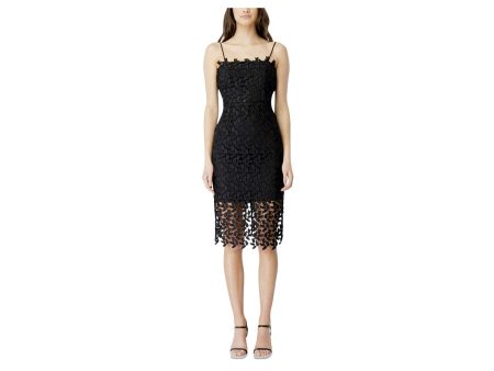 BARDOT Womens Lace Spaghetti Strap Square Neck Knee Length Party Sheath Dress Sale