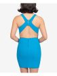 B DARLIN Womens Blue Zippered Crisscross Back Sleeveless Sweetheart Neckline Mini Evening Sheath Dress Online now