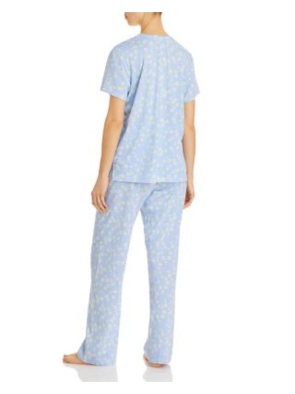 AQUA Light Blue Floral Short Sleeve Lounge Sleepwear Pajamas Supply