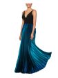 BETSY & ADAM Womens Black Zippered Pleated V-back Ombre Skirt Padded Cups Sleeveless V Neck Full-Length Evening Gown Dress Discount