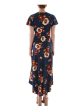 BCX DRESS Womens Stretch Belted Floral Flutter Sleeve Surplice Neckline Midi Wear To Work Hi-Lo Dress on Sale