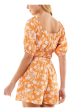 BEBOP Womens Floral Elbow Sleeve Scoop Neck Wide Leg Romper Fashion