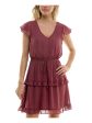 BCX DRESS Womens Tie Flutter Sleeve V Neck Short Fit + Flare Dress Online Hot Sale