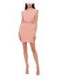 ALMOST FAMOUS Womens Pink Ribbed Cut Out Ring Detail Sleeveless Crew Neck Mini Evening Body Con Dress Online now