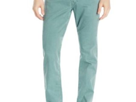 AG Mens Green Straight Leg, Stretch, Slim Fit Cotton Blend Pants Discount