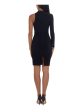 BETSY & ADAM Womens Black Long Sleeve Asymmetrical Neckline Above The Knee Cocktail Body Con Dress Online Sale