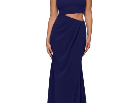 BETSY & ADAM Womens Zippered Sleeveless Crew Neck Full-Length Formal Gown Dress Online Sale