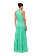 BETSY & ADAM Womens Green Pleated Belted Ruffled Zippered Lined Sleeveless Halter Full-Length Cocktail Gown Dress Online Hot Sale