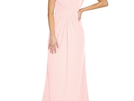 ADRIANNA PAPELL Womens Pleated Sleeveless Boat Neck Full-Length Evening Gown Dress Online Sale