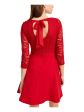 B DARLIN Womens Red Lace 3 4 Sleeve V Neck Short Party Blouson Dress Supply