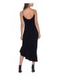 XSCAPE Womens Rhinestone Spaghetti Strap V Neck Tea-Length Party Sheath Dress Sale