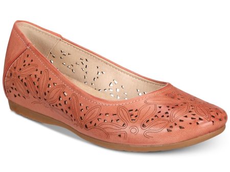 BARETRAPS Womens Coral Perforations Hidden Heel Mariah Round Toe Wedge Slip On Flats Shoes M on Sale