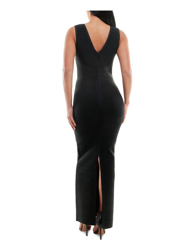 BEBE Womens Zippered Sleeveless V Neck Full-Length Cocktail Gown Dress Online Hot Sale