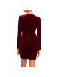 BLACK HALO Womens Ruched Long Sleeve V Neck Mini Cocktail Sheath Dress Online Hot Sale