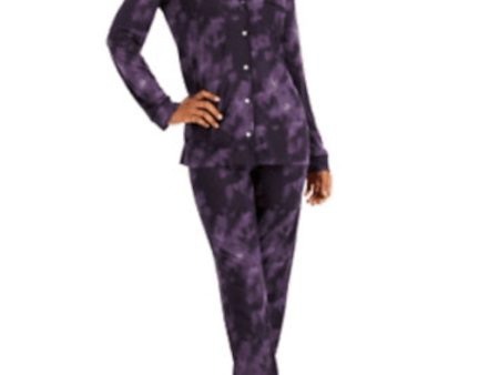 ALFANI INTIMATES Purple Tie Dye Long Sleeve Straight leg Everyday Pajamas Sale