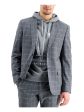 ARMANI Mens Gray Single Breasted, Windowpane Plaid Stretch Blazer Jacket on Sale