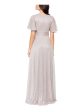 BETSY & ADAM Womens Beige Metallic Zippered Lined Slitted Flutter Sleeve Surplice Neckline Full-Length Evening Gown Dress on Sale