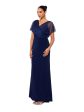 B&A  BY BETSY & ADAM Womens Zippered Flutter Sleeve Surplice Neckline Full-Length Evening Sheath Dress Online now