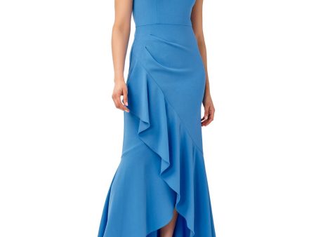 ADRIANNA PAPELL Womens Zippered Short Sleeve Off Shoulder Full-Length Formal Gown Dress For Sale