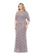 BETSY & ADAM Womens Beige Zippered Lined Elbow Sleeve Asymmetrical Neckline Full-Length Evening Mermaid Dress Online