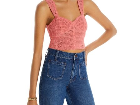 AQUA Womens Fitted Sleeveless V Neck Crop Top For Cheap