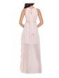 BETSY & ADAM Womens Pink Sheer Sleeveless Halter Full-Length Evening Sheath Dress For Discount