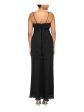 BETSY & ADAM Womens Black Zippered Gathered Draped Details Lined Spaghetti Strap Square Neck Full-Length Evening Gown Dress Online now