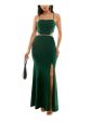 BCX DRESS Womens Green Embellished Cut Out Unlined Zippered Spaghetti Strap Square Neck Full-Length Formal Gown Dress Online