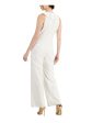 ADRIANNA PAPELL Womens White Stretch Ruffled Zippered Belted Sleeveless Surplice Neckline Formal Wide Leg Jumpsuit Hot on Sale