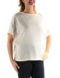 ANNE KLEIN Womens Ivory Pinhole Short Sleeve Jewel Neck Top on Sale