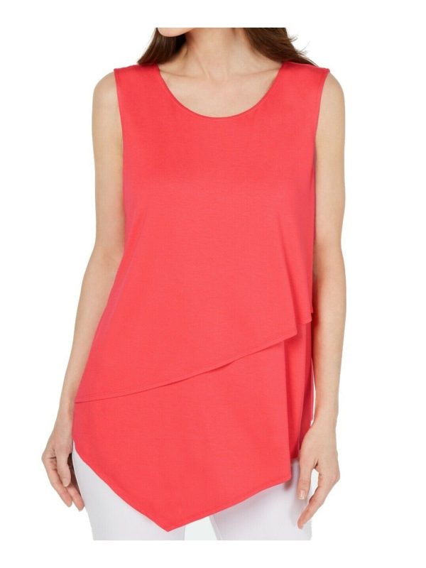 ALFANI Womens Layered Look Sleeveless Scoop Neck Top Online now