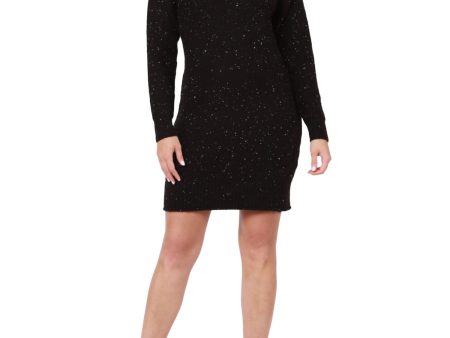 BLACK TAPE Womens Unlined Heather Long Sleeve Turtle Neck Above The Knee Sweater Dress Online now