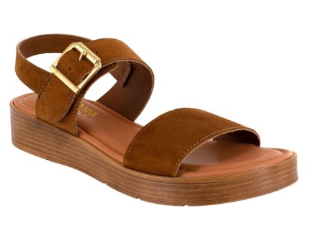 BELLA VITA Womens Brown 1 2  Platform Padded Ankle Strap Tay-italy Round Toe Wedge Buckle Leather Slingback Sandal M Online now