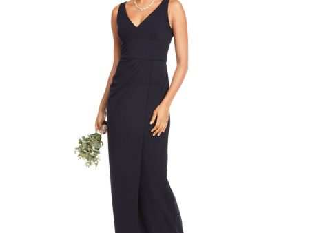 ADRIANNA PAPELL Womens Navy Spaghetti Strap V Neck Full-Length Formal Pencil Dress Online Hot Sale