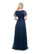 B&A  BY BETSY & ADAM Womens Navy Zippered Lined Flutter Sleeve Surplice Neckline Full-Length Evening Gown Dress Online Hot Sale