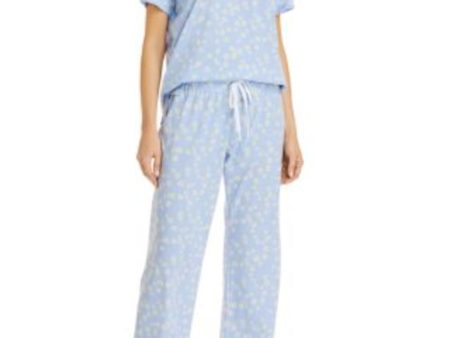 AQUA Light Blue Floral Short Sleeve Lounge Sleepwear Pajamas Supply