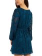 BCX DRESS Womens Teal Lined Belted Ruffled Floral Blouson Sleeve Surplice Neckline Short Faux Wrap Dress on Sale