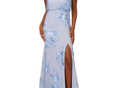 ADRIANNA PAPELL Womens Zippered Sleeveless Mock Neck Full-Length Evening Gown Dress Online Sale