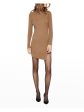 BARDOT Womens Ribbed Long Sleeve Mock Neck Short Party Sweater Dress For Discount